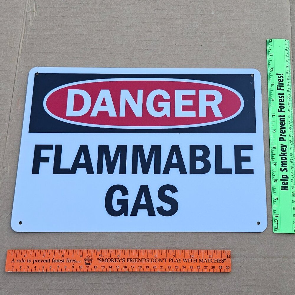 "Danger Flammable Gas"  10" x 14" Highly Reflective Metal sign